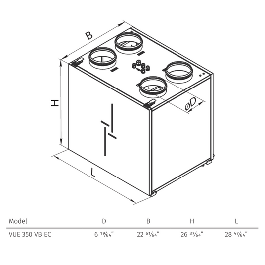 Vents VUE 350 VB EC A22 WiFi Energy Recovery Ventilator