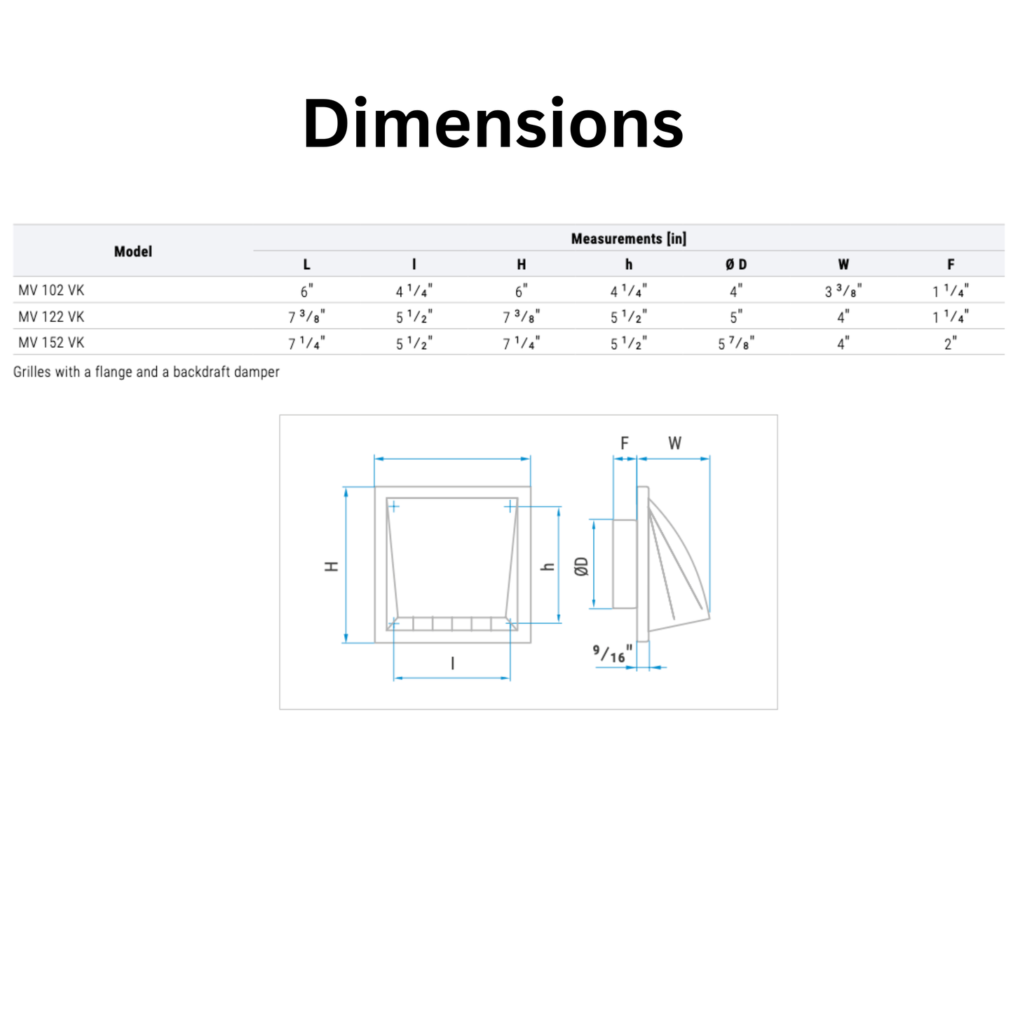 Vents MV 102 VK Vent Hood - Single