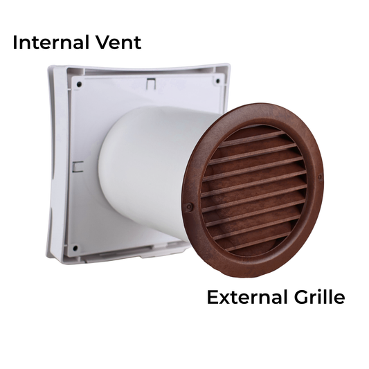Vents PS 100 Wall Vent Kit 4" with Round Mahogany External Grille