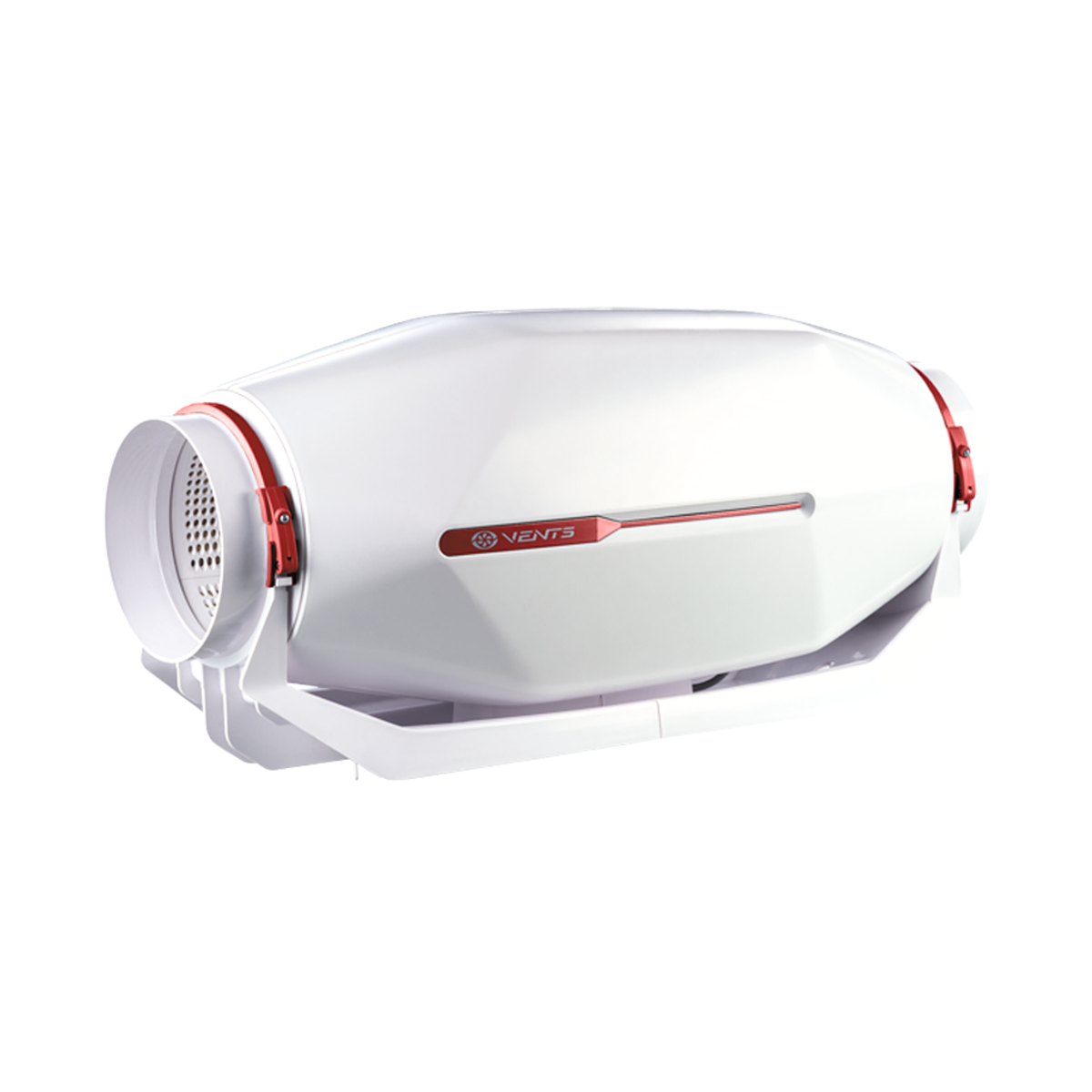 White and red air vent on a white background