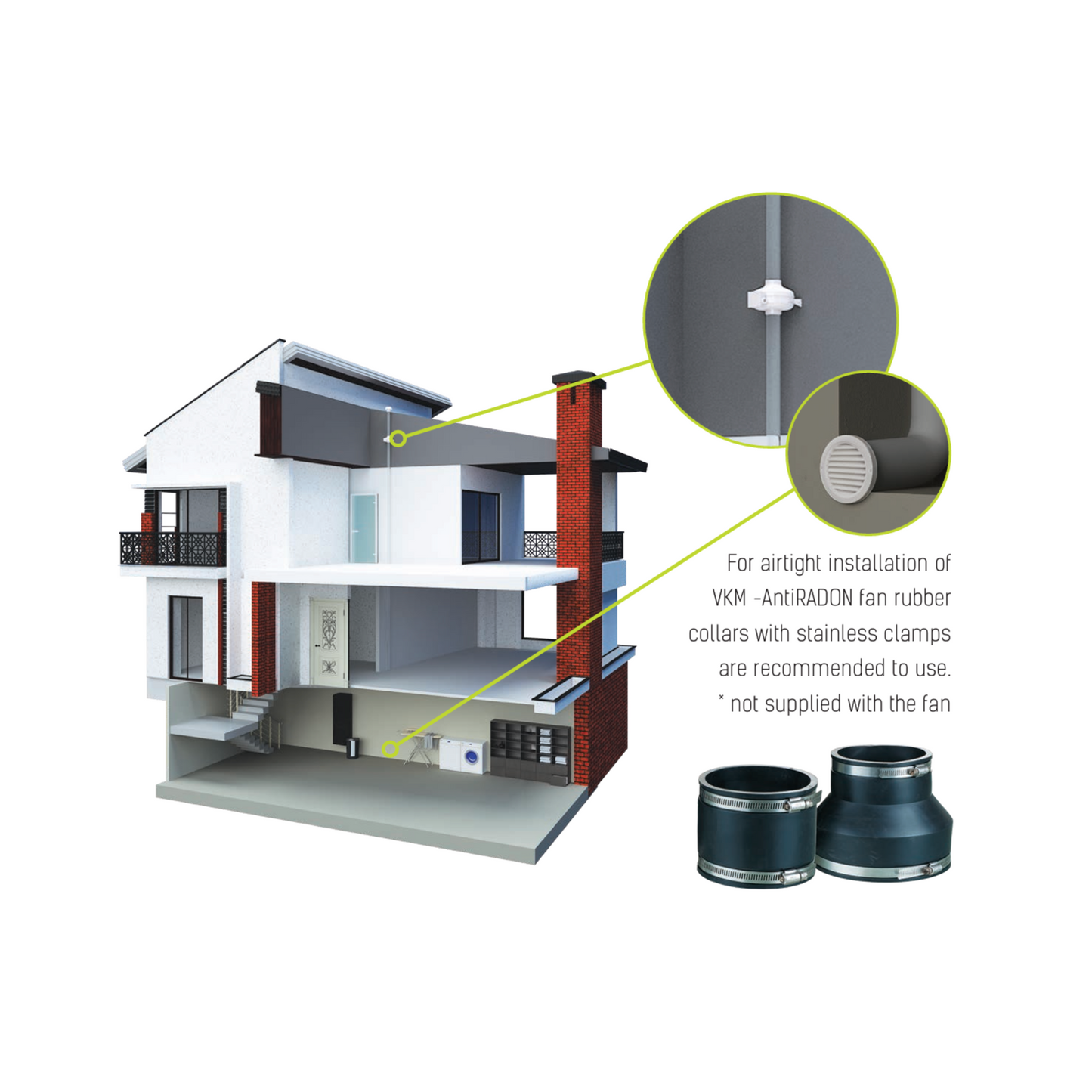 Vents VKM-ANTIRADON Series Metal Body Fans - Large Duct