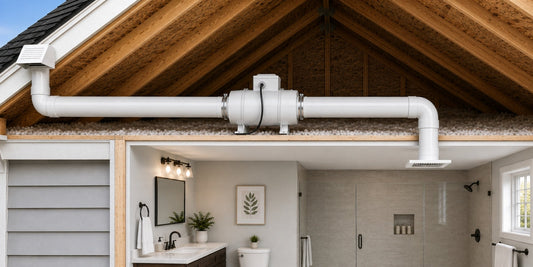 inline exhaust fan installed in a bathroom