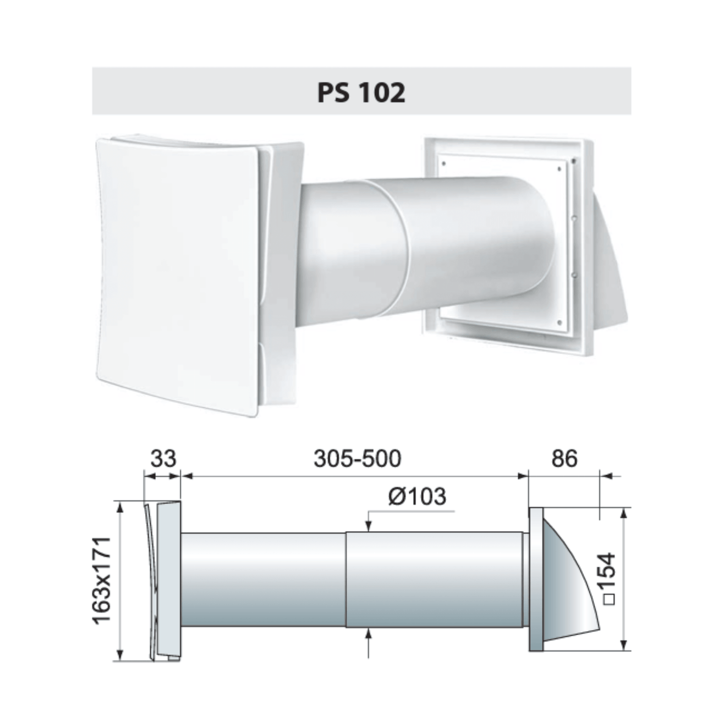 Vents PS 102 Wall Vent Kit