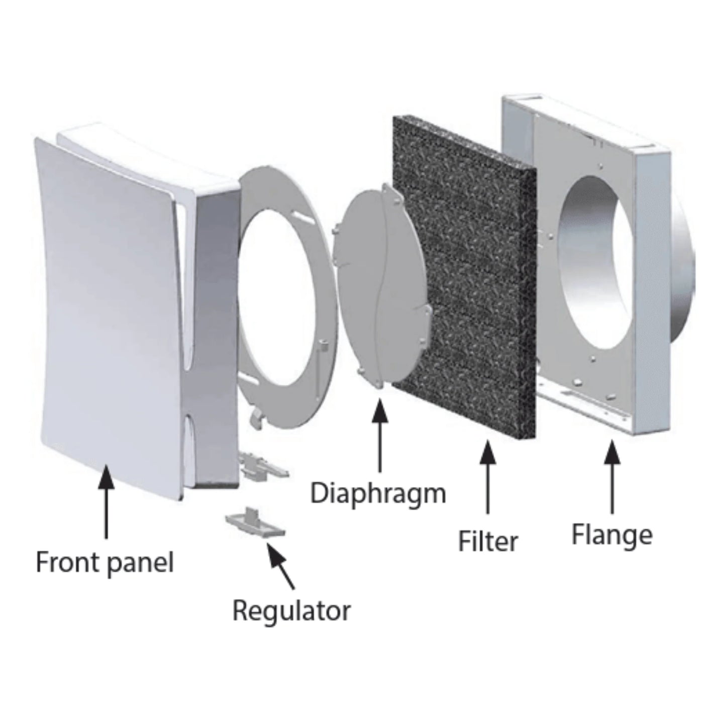 Vents PS 100 Wall Vent Kit 4" with Round Slate Grey External Grille