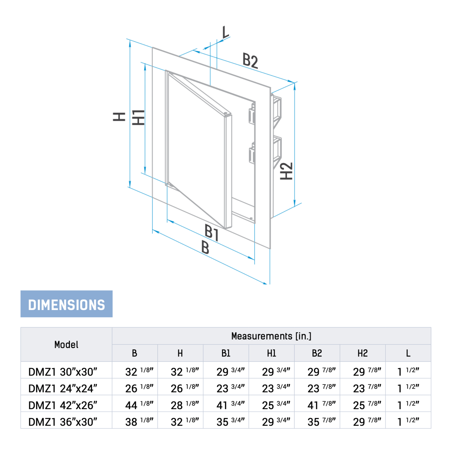 Vents DMZ1 24" x 24" Metal Access Door w/flathead lock