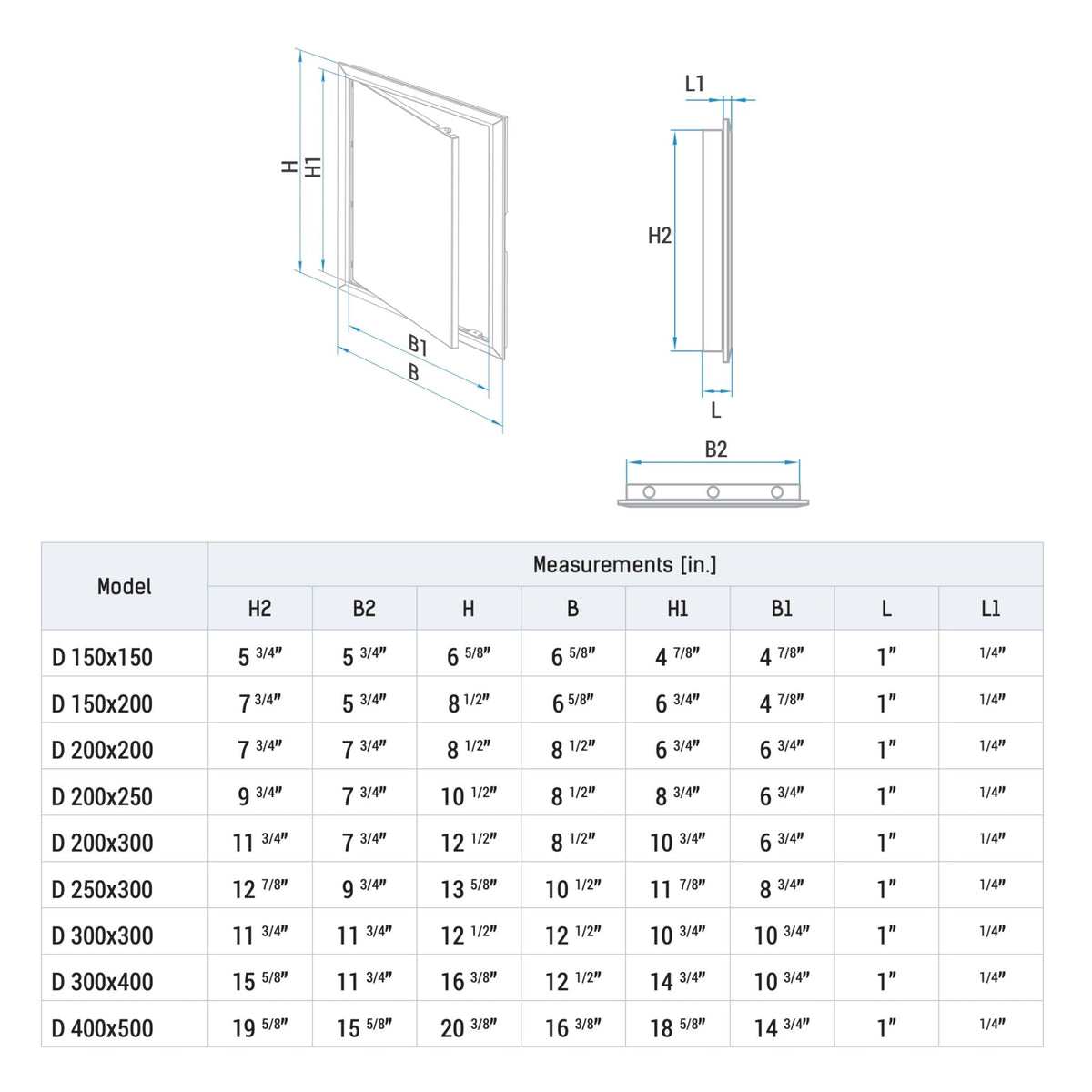 Vents D Series 8 3/4′′ x 11 3/4′′ Plastic Access Door
