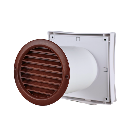 Vents PS 100 Wall Vent Kit 4" with Round Mahogany External Grille
