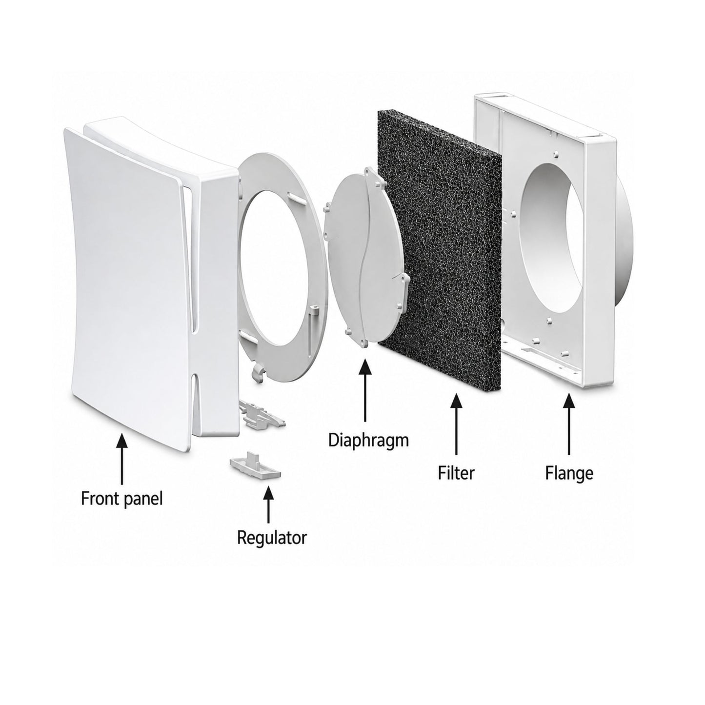 Vents PS 100 Wall Vent Kit 4" with Round Slate Grey External Grille