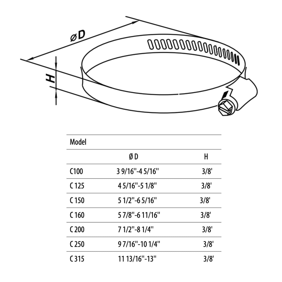 Vents C 200 8-Inch Stainless Steel Duct Hose Clamp - 20 Pack