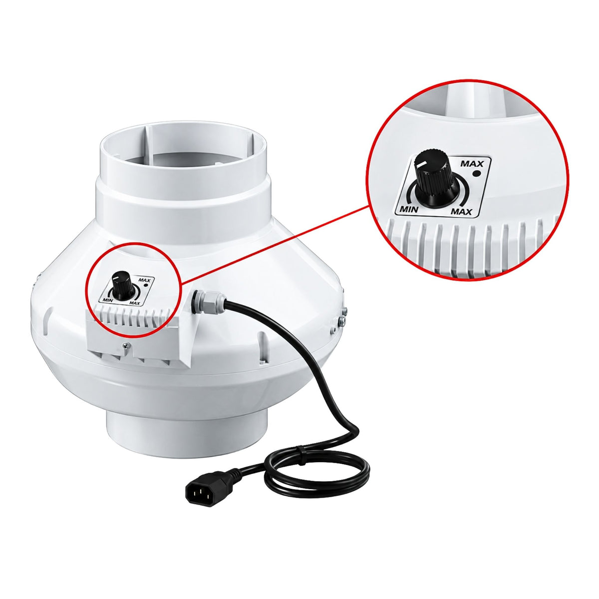 Vents VK 200 EC P Inline Centrifugal fan with Speed Controller - 471 CFM - 8 inch